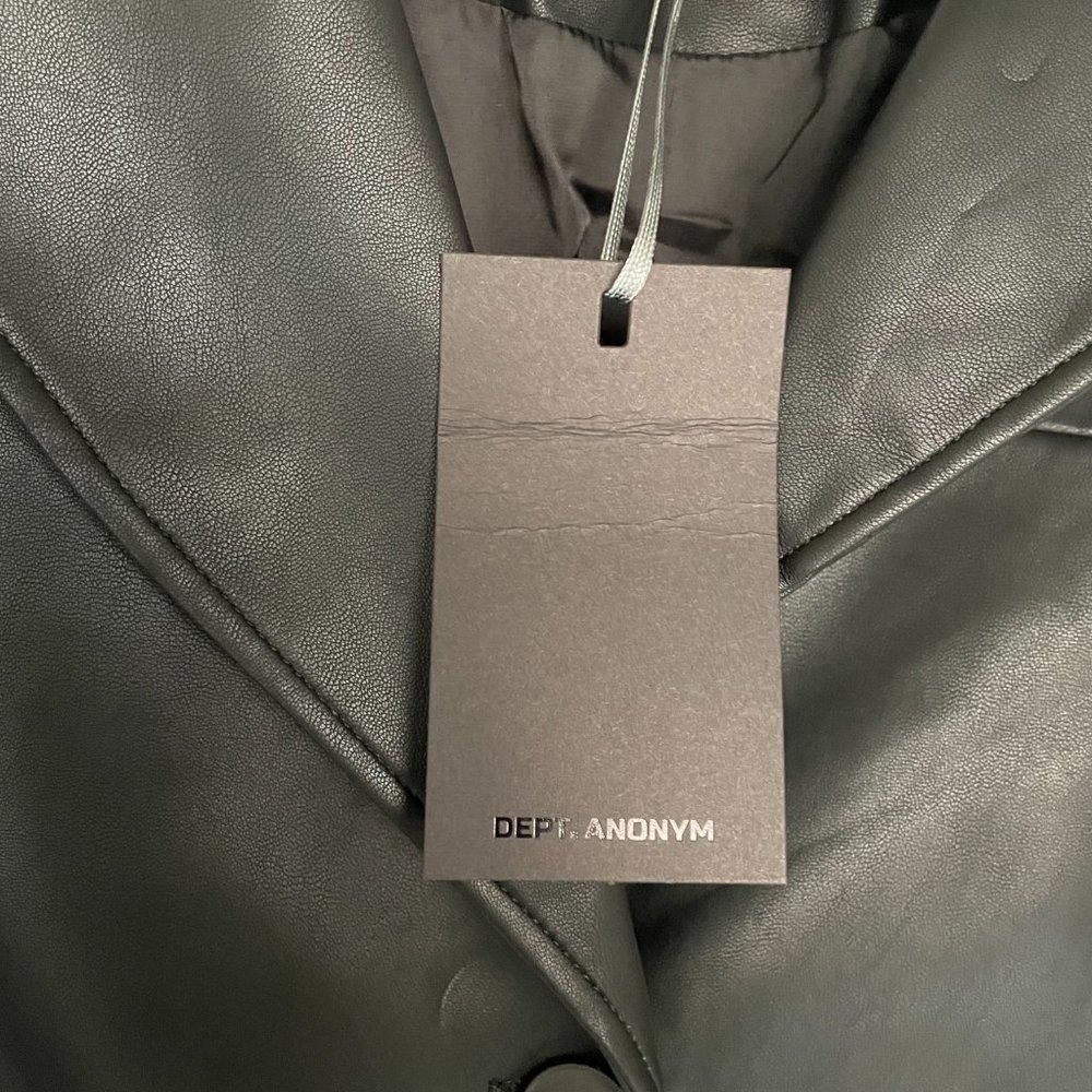 NWT | Dept. Anonym Faux Leather Coat with Pinched Pleats - Picture 8 of 9